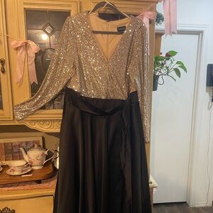 Elegant Sequin and Satin Wedding Dress